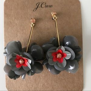 J. Crew Grey Floral Cluster Drop Earrings